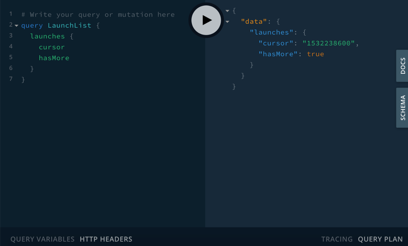 apollo graphql: graphiql query launchlist image