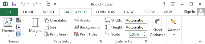 Excel: Page-layout ribbon